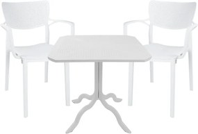 Τραπεζαρία Icon-Fontline pakoworld σετ 3τεμ PP σε λευκή απόχρωση