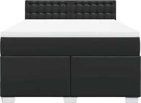 vidaXL Κρεβάτι Boxspring με Στρώμα Μαύρο 140x190εκ.από Συνθετικό Δέρμα
