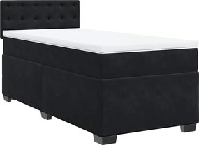vidaXL Κρεβάτι Boxspring με Στρώμα Μαύρο Single Βελούδινο
