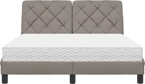 vidaXL Κρεβάτι με Στρώμα Taupe 120x200 εκ. Υφασμάτινο