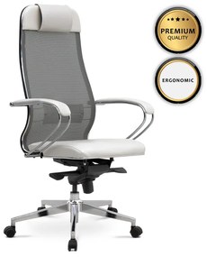 Καρέκλα γραφείου εργονομική Samurai-1 Megapap με ύφασμα Mesh σε λευκό 70x71x123/138εκ. - Μέταλλο - GP008-0025