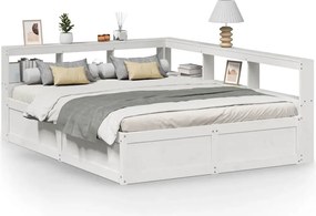 vidaXL Κρεβάτι Βιβλιοθήκη Χωρίς Στρώμα 140x200 εκ Μασίφ Ξύλο Πεύκο