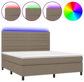 ΚΡΕΒΑΤΙ BOXSPRING ΜΕ ΣΤΡΩΜΑ &amp; LED TAUPE 180X200 ΕΚ. ΥΦΑΣΜΑΤΙΝΟ 3134977