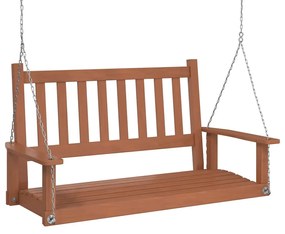 vidaXL Παγκάκι Κήπου Περιστρ. με Μεταλλικές Αλυσίδες Καφέ Μασίφ Ελάτη