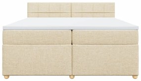 Κρεβάτι Boxspring με Στρώμα Κρεμ 200x200 εκ. Υφασμάτινο - Κρεμ