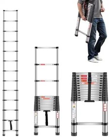 VEVOR Telescoping Ladder Stainless Steel Extension Step 12.5ft Portable Ladders