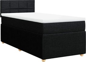 vidaXL Κρεβάτι Boxspring με Στρώμα Μαύρο 90x200 εκ. Υφασμάτινο