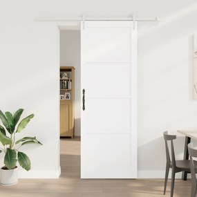 vidaXL Συρόμενη Πόρτα με Σετ Εξαρτημάτων Λευκή 83x232 εκ. Στερεό Ξύλο Πεύκης