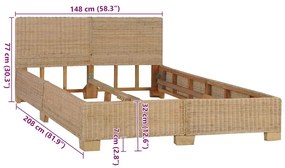 vidaXL Πλαίσιο Κρεβατιού με Χειροποίητη Πλέξη 140x200 εκ. Γνήσιο Ρατάν