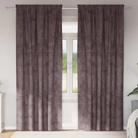 vidaXL Κουρτίνα με κουρτίνες 2 pcs Καφέ 225 x 140 εκ. Βελούδο