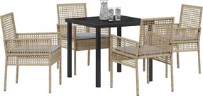 vidaXL Σέτ φαγητού για κήπο 5 pcs Μπεζ συνθετικό ρατάν