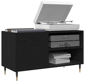 vidaXL Ντουλάπι δίσκων βινυλίου με ράφι Μαύρη δρυς 85 x 38 x 48 εκ