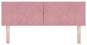 vidaXL LED Κεφαλάρι με φώτα λωρίδας LED Geometric Ροζ 160 cm Βελούδο
