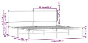 Σκελετός Κρεβ. Χωρίς Στρώμα Sonoma Δρυς 200x200 εκ. Μεταλλικό - Καφέ