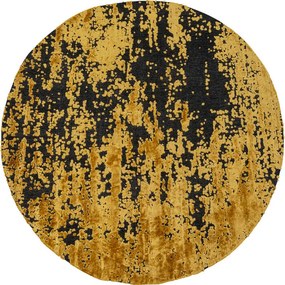 Χαλί Silja Στρογγυλό Κίτρινο/Μαύρο 200x200x2 εκ. - Μαύρο