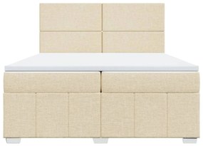 vidaXL Κρεβάτι Boxspring με Στρώμα Κρεμ 200x200 εκ. Υφασμάτινο