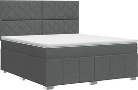 vidaXL Κρεβάτι box spring με στρώμα Σκούρο Γκρι 180 x 200 cm Ύφασμα