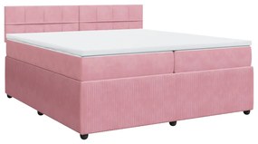 vidaXL Κρεβάτι Boxspring με Στρώμα Ροζ 200x200 εκ. Βελούδινο