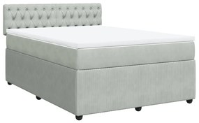 vidaXL Κρεβάτι Boxspring με Στρώμα Ανοιχτό Γκρι 140x190 εκ. Βελούδινο