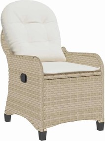 vidaXL Ανακλινόμενη πολυθρόνα Μπεζ 56 x 66 x 95 εκ συνθετικό ρατάν