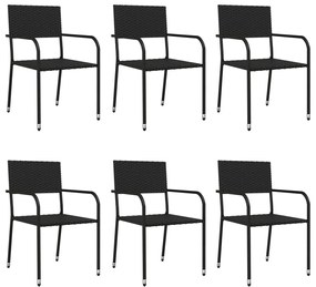 vidaXL Σετ Τραπεζαρίας Κήπου 7 Τεμ Μαύρο από Συνθετικό Ρατάν/Ατσάλι