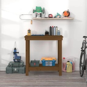 vidaXL Πάγκος Εργασίας Μελί Καφέ 80x50x80 εκ. Μασίφ Ξύλο Πεύκο