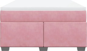 vidaXL Κρεβάτι Boxspring με Στρώμα Ροζ 140x200 εκ. Βελούδινο