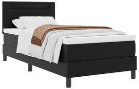 vidaXL Κρεβάτι Box Spring με στρώμα σε μαύρο, 100 x 200 εκ, δερματίνη
