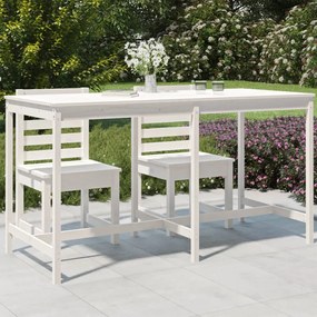 Τραπέζι Κήπου Λευκό 203,5 x 90 x 110 εκ. από Μασίφ Ξύλο Πεύκου