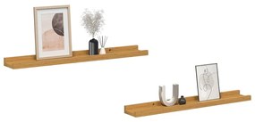 vidaXL Ράφι Τοίχου με ράφι 2 pcs Μπεζ 60 x 9 x 3 cm Επεξεργασμένο ξύλο