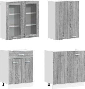 vidaXL Μονάδα κουζίνας LYON 4 pcs Γκρι Sonoma Επεξεργασμένο Ξύλο