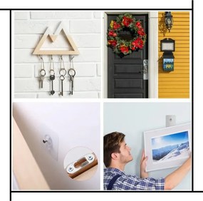 Stewehome Σετ 10 τεμαχίων υπερ ισχυρών κρεμαστρών ραφιού με βίδες και αυτοκόλλητο Λευκό 6x6 cm