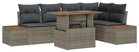 vidaXL Σέτ φαγητού για κήπο 6 pcs Γκρι, Καφέ 100 x 55 x 73 εκ