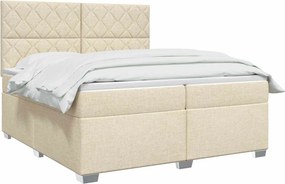 vidaXL Κρεβάτι box spring με στρώμα Κρεμ 200 x 200 cm Ύφασμα