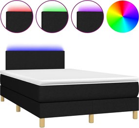 vidaXL Κρεβάτι Boxspring με Στρώμα &amp; LED Μαύρο 120x200 εκ. Υφασμάτινο
