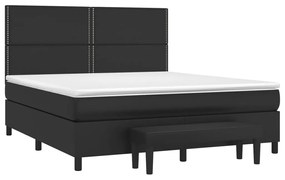 vidaXL Κρεβάτι Boxspring με Στρώμα Μαύρο 180x200εκ.από Συνθετικό Δέρμα