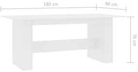 vidaXL Τραπεζαρία Λευκή 180 x 90 x 76 εκ. από Επεξ. Ξύλο