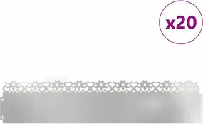 vidaXL Περιγράμματα γκαζόν 20 pcs Ασημί 103 x 0,05 x 22 εκ