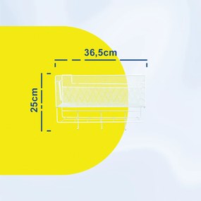 Επιτοίχιος Οργανωτής Γραφείου 36.5x13x25cm με Γάντζους Άσπρο ή Μαύρο