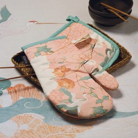 Πιάστρα Κουζίνας Με Γάντι Hong (Σετ 2τμχ) Rose Kentia 20x20cm Cotton-Polyester