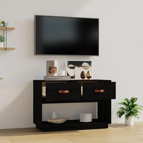 vidaXL Έπιπλο Τηλεόρασης Μαύρο 90x40x60 εκ. από Μασίφ Ξύλο Πεύκου