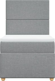vidaXL Κρεβάτι Boxspring με Στρώμα Ανοιχτό Γκρι 90x200 εκ. Υφασμάτινο