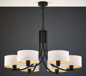 Κρεμαστό Πολύφωτο Arthur Φ78cm Μαύρο με Λευκό Ύφασμα