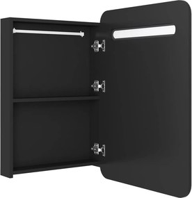 vidaXL Καθρέφτης Μπάνιου με Ντουλάπι / LED Μαύρο 60 x 11 x 80 εκ.