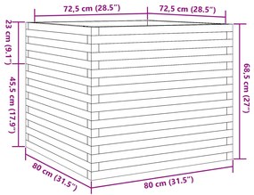 Ζαρντινιέρα Λευκή 80x80x68,5 εκ. από Μασίφ Ξύλο Πεύκου - Λευκό