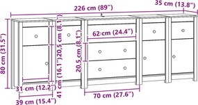 vidaXL Πλαϊνό γραφείο με συρτάρι 5 pcs Κερωμένο Καφέ Στερεό πεύκο