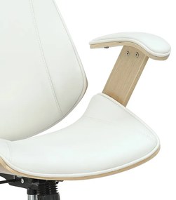 Καρέκλα γραφείου διευθυντή Fern pakoworld PU λευκό-plywood φυσικό (1 τεμάχια)