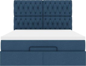 vidaXL Οθωμανικό κρεβάτι με στρώμα μπλε 140x200cm ύφασμα