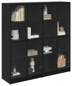 vidaXL Highboard 2 pcs Μαύρη Οξυά 68 x 37 x 142 εκ Επεξεργασμένο ξύλο