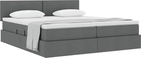 vidaXL Κρεβάτι Αποθήκης Σκούρο Γκρι 200 x 200 cm Τεχνητό Δέρμα